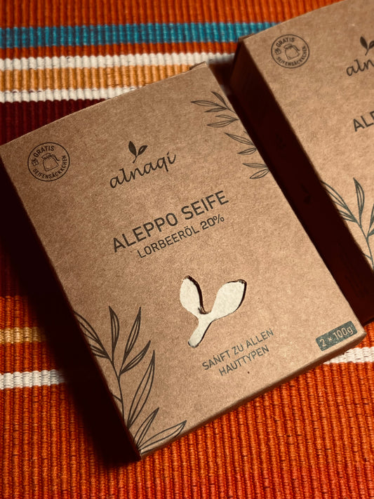 Aleppo seife 2X100g 20% Löbeeröl mit seifesächen